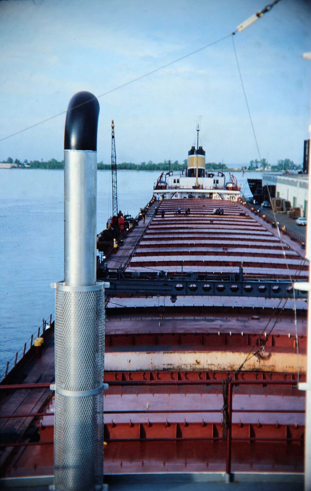 View along the deck of the lake freighter Arthur B. Homer in Duluth harbour